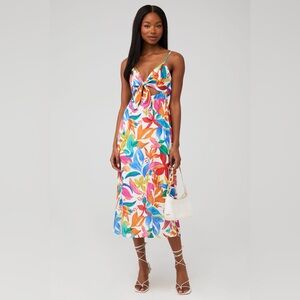 Show Me Your Mumu Moby Tie-Front Cutout Maxi Dress in Bright Blooms Small